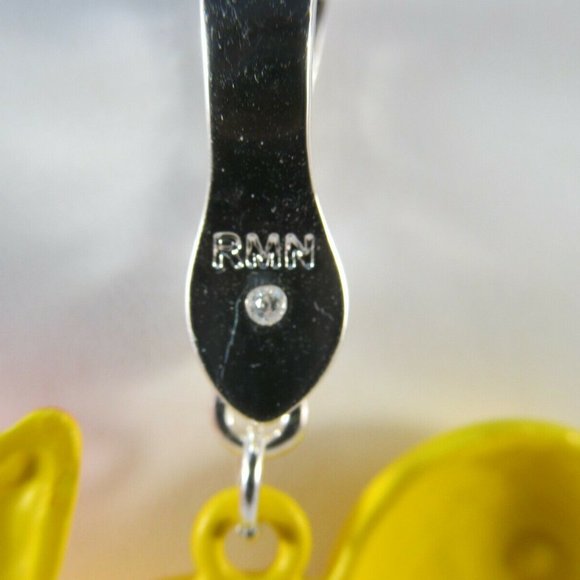 Yellow Enamel Duck Pendant Purse Chain Jewelry with Magnetic Closure Signed RMN - Picture 4 of 12